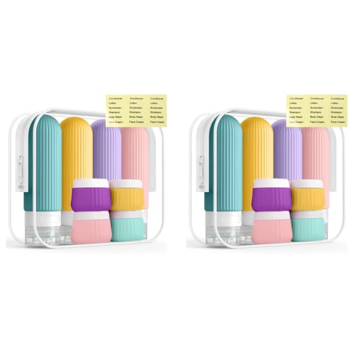 MAYCREATE® 16PCS Toiletries Travel Bottle, 90ml Silicone Travel Bottles with 40ml Face Cream Jars, Upgraded Leakproof Refillable Toiletries Travel Bottles for Lotions, Shampoo Travel Accessories MAYCREATE® 16PCS Toiletries Travel Bottle, 90ml Silicone Travel Bottles with 40ml Face Cream Jars, Upgraded Leakproof Refillable Toiletries Travel Bottles for Lotions, Shampoo Travel Accessories